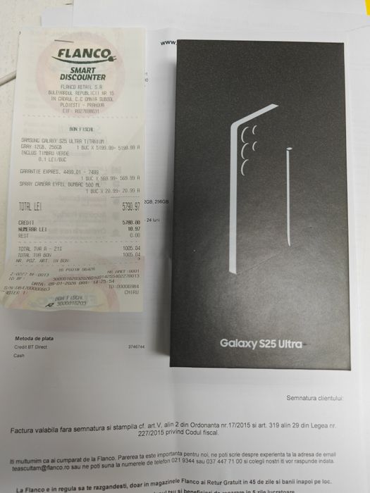 Samsung Galaxy S25 Ultra5G /256 GB /Sigilat cu factura extra garanție