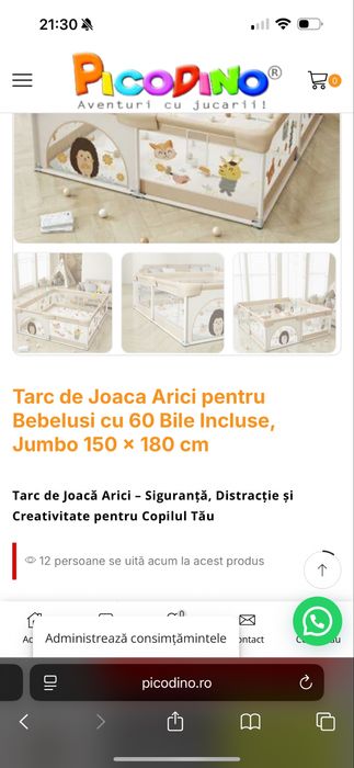 Vand tarc bebelusi nou - 150x180x65