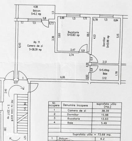 Apartament cu 3 camere si balcon etaj 2 zona Rahovei, Sibiu