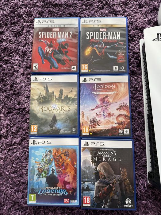 Playstation 5 (PS5) Disk 1TB (2023) + 6 jocuri si statie de incarcare