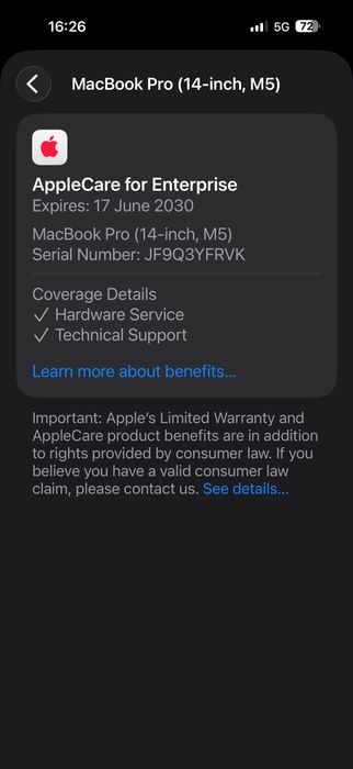 ЧИСТО НОВ MacBook Pro 14" M5 10-CPU, 10-GPU, 16GB RAM, 1TB SSD В ГАРАНЦИЯ ДО 17.06.2030г
