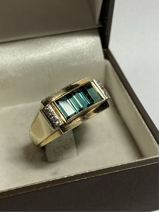 Inel aur cu turmaline si diamante