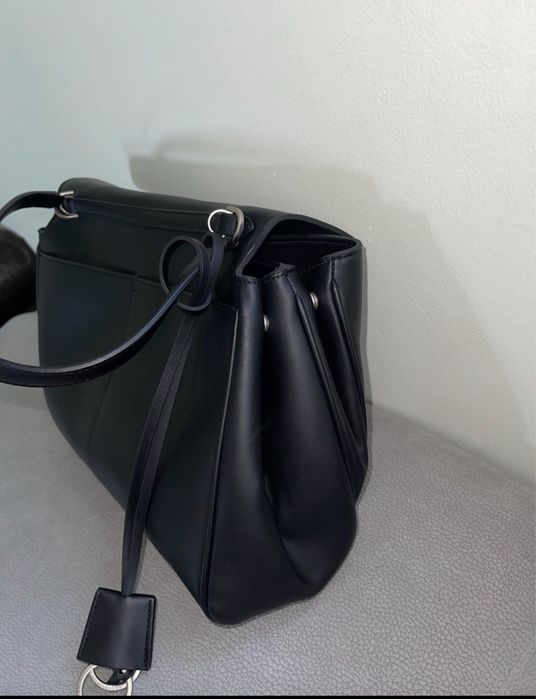 Balenciaga черна чанта баленсиага голяма дълга дръжка естествена кожа