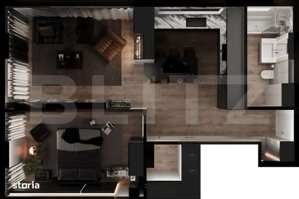 Apartament Luxury 2 camere, open space