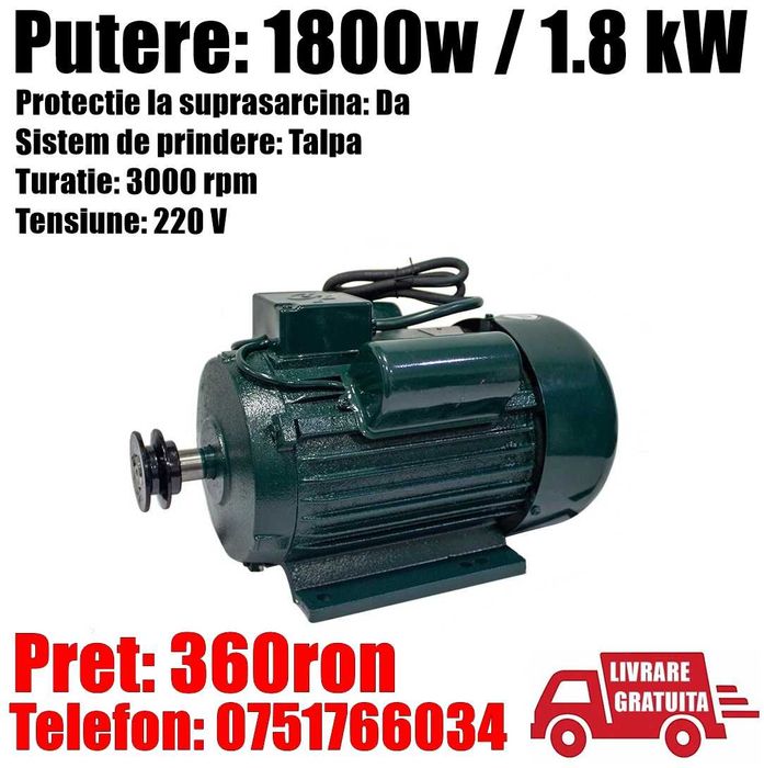 Motor Electric Monofazic 1.8 Kw 3000 rot Moara Batoza LivratGRATUIT SB
