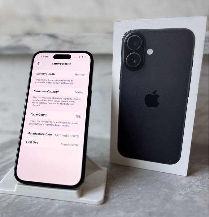 IPhone 16 128GB - 100 battery - Black - Като Нов