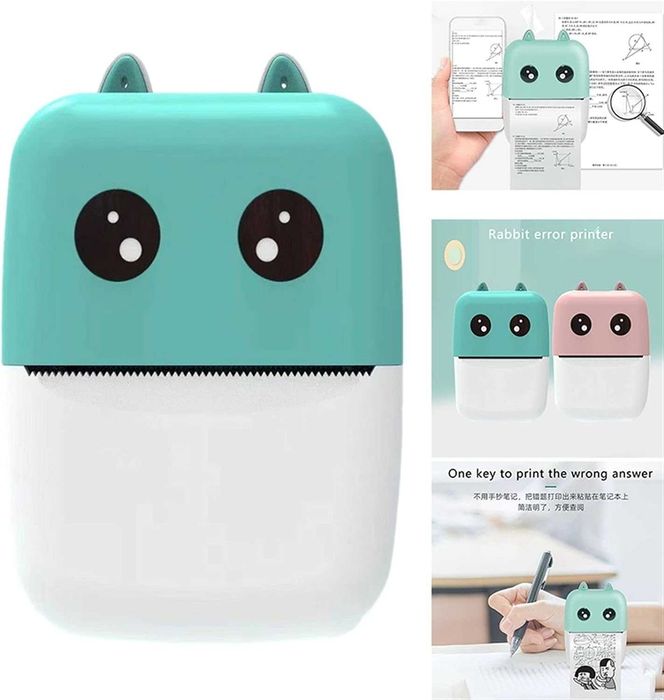 Термален принтер за етикети, термичен мини принтер за картинки - розов