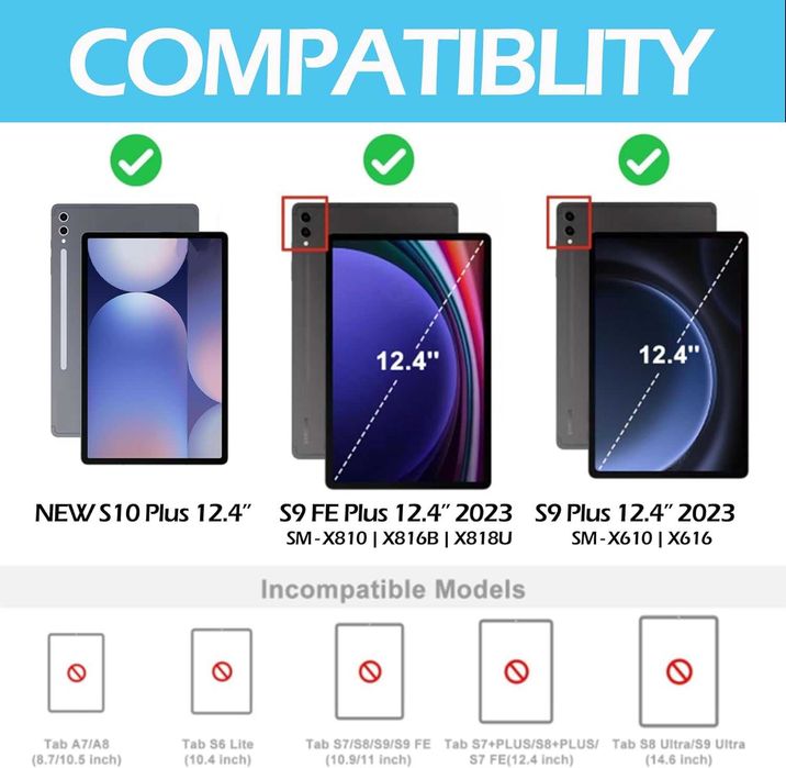 Husa cu Tastatura Sengbirch pentru Galaxy Tab S9 FE+, S9+, S10+