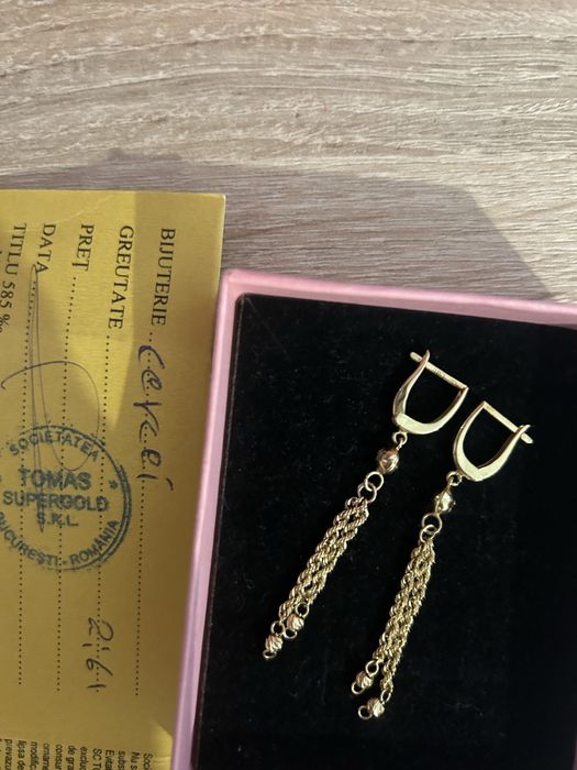 Vand cercei de aur lungi cu lantisor