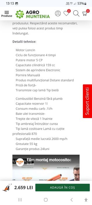 Vând motocositoare Ruris Dac 777