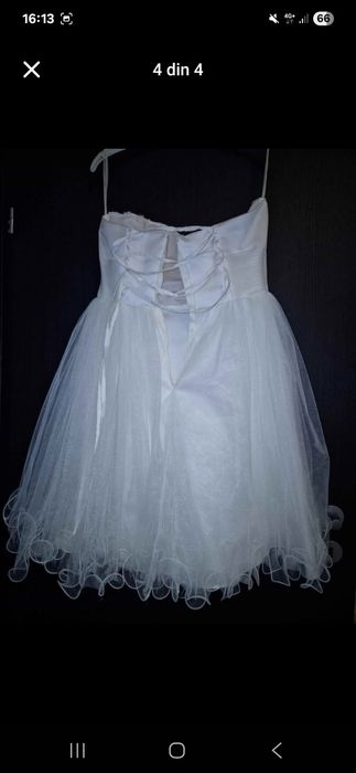 Rochie albă elegantă – ideală pentru cununie civilă, botez sau ședință