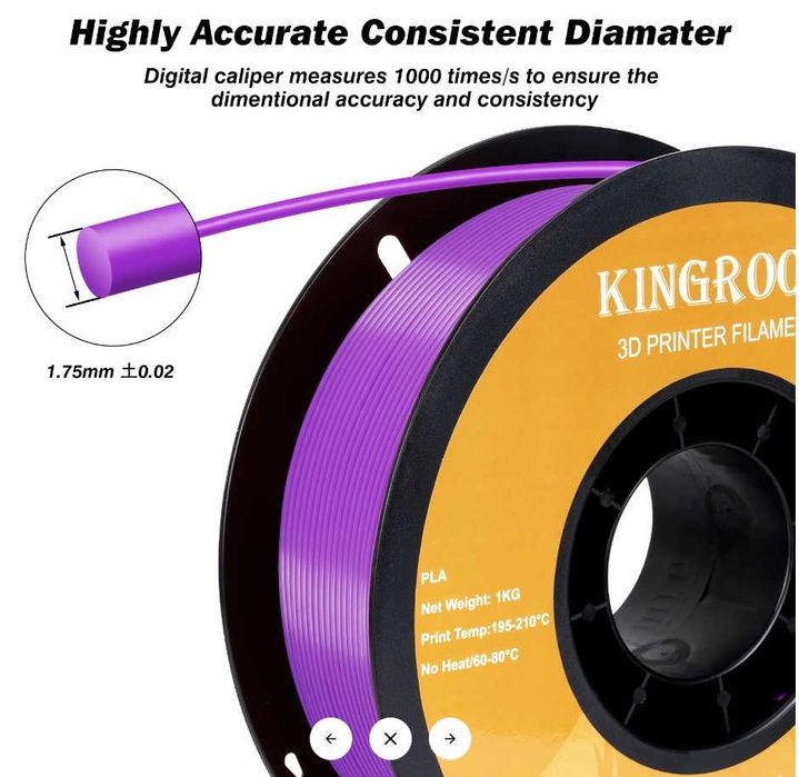 Нишка KINGROON за 3Д принтер. Филамент Filament PLA (лилав)