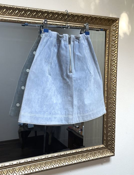 Fustă Mango, piele naturală întoarsă