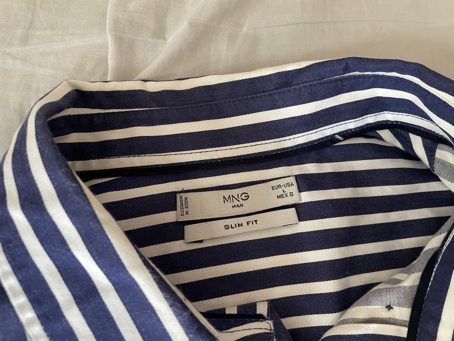 Mango, риза, синьо и бяло райе, L