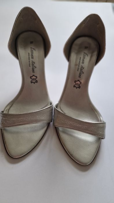 Sandale argintii piele interior exterior