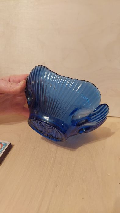 Конфетница синее стекло