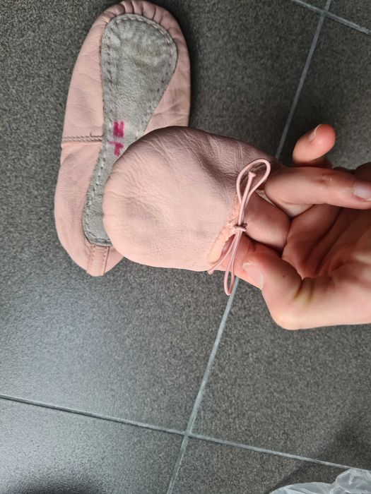 Demi-poante balet talpă întreagă, piele, Roz, mar. 25, 16 cm