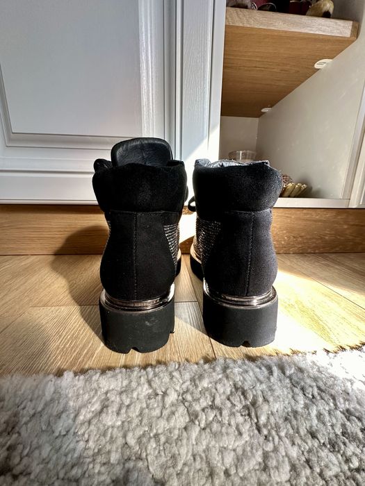 Bocanci Eva Minge, piele intoarsa, zirconiu - 37