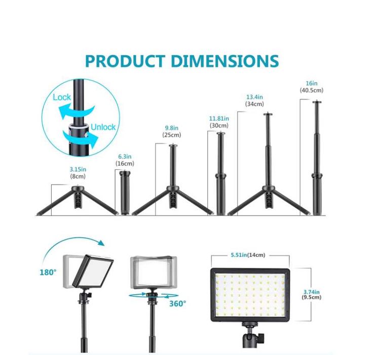LED панел , видео осветление 2х 10W стойка за статив , RGB филтри