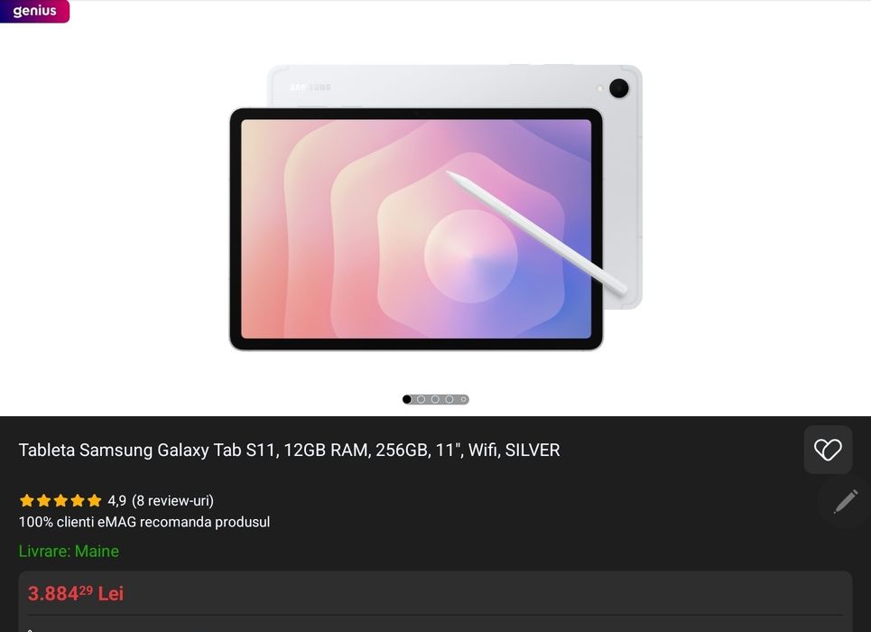 Samsung Tab S11 ,silver 12/256 ,Wifi ,Sigilata Garantie,Pret Fix