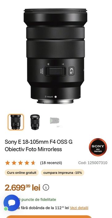 Obiectiv Sony 18-105OSS f4 G