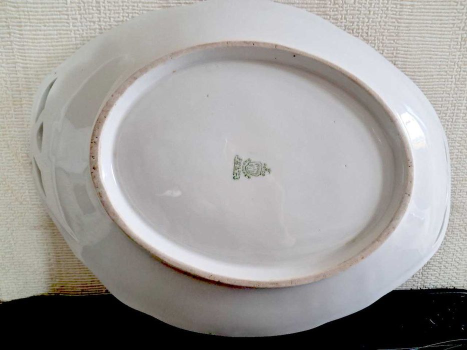 Редкое антикварное блюдо с ручками, Дулевский завод РСФСР
