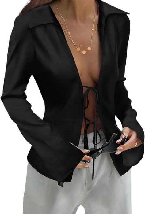 Дамска черна риза ХС