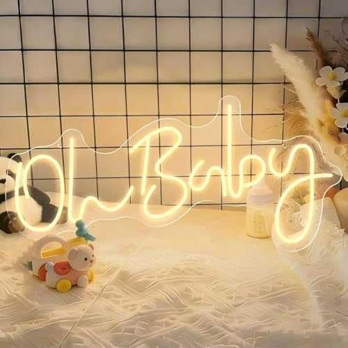 Нов знак лампа LED неонова табела Oh Baby USB baby shower детска стая