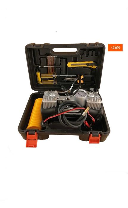 Мощен НЕМСКИ Kомпресор За Гуми -12v-  с 2 БУТАЛА (за автомобили и джипове)