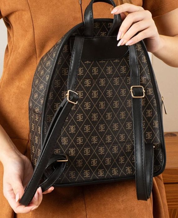 POLOGRAND London Оригинална дамска луксозна комфортна раница с 3 отделения, регулируема презрамка и чанта за през рамо