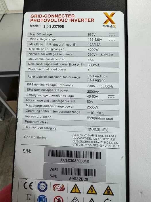 Инвертор соларен - Solax X1 SKSU 3700E 3.7kw / Hybrid