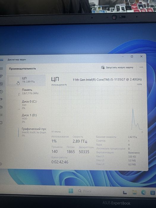 Asus Expertbook i5-1135 8/256/1Tb 15.6 FHD