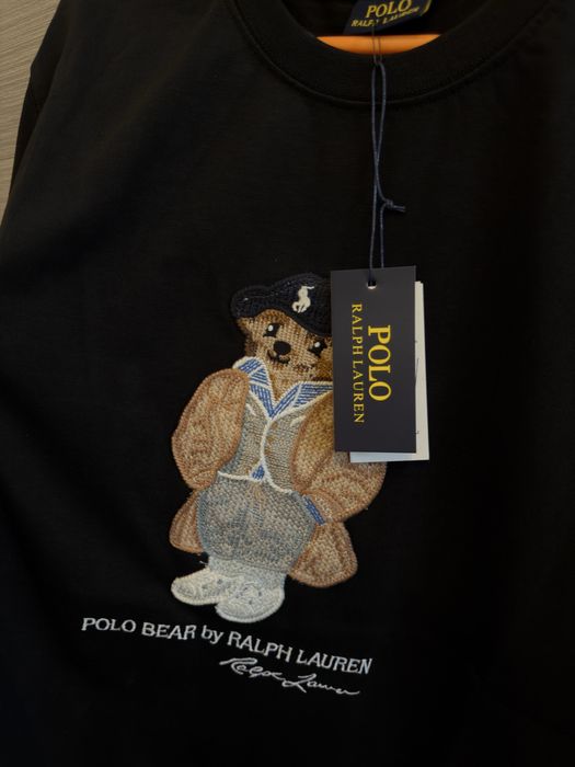 Tricou negru Polo Ralph Lauren, masura L, logo brodat pe partea din fata, din bumbac 100%, nou cu eticheta
