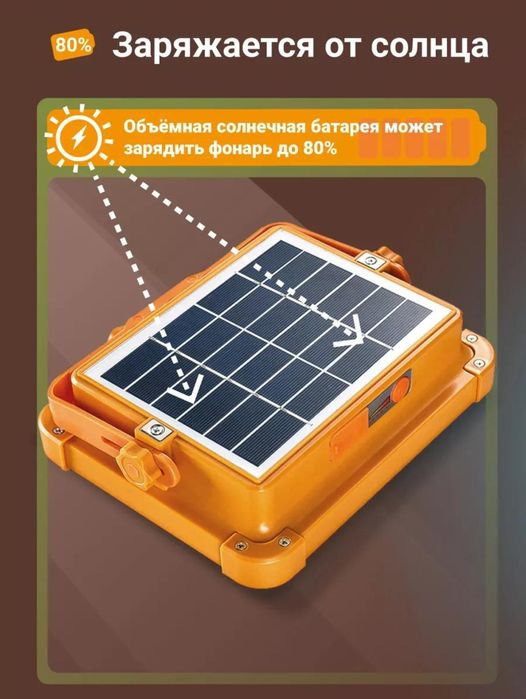 Прожектор фонарь солнечный с аккумулятором