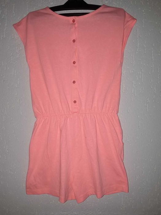 Котон неоново-розов гащеризон с къси крачоли