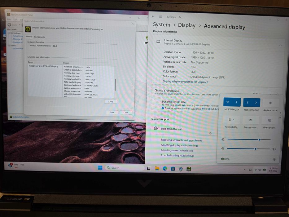 Laptop HP Gaming Victus 16, 144Hz, Intel i7 14700HX, 16GB RAM DDR5, SSD 1TB, Nvidia RTX4070 8GB