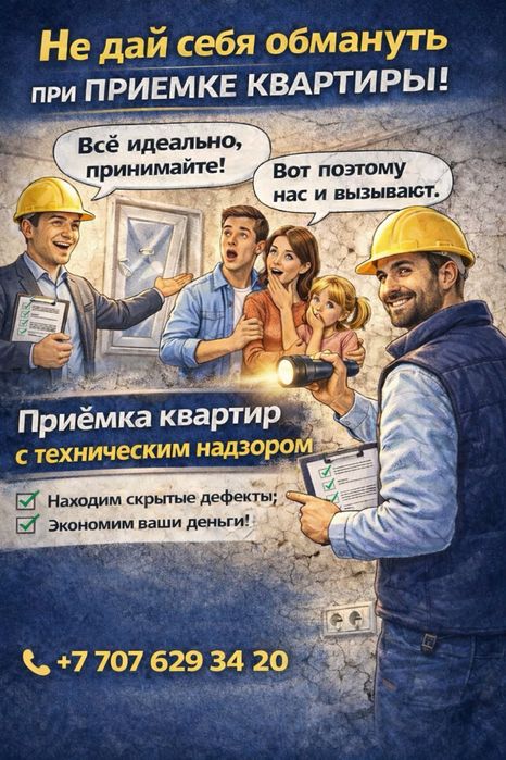 Приемка квартир/помещений от застройщика или после ремонта.