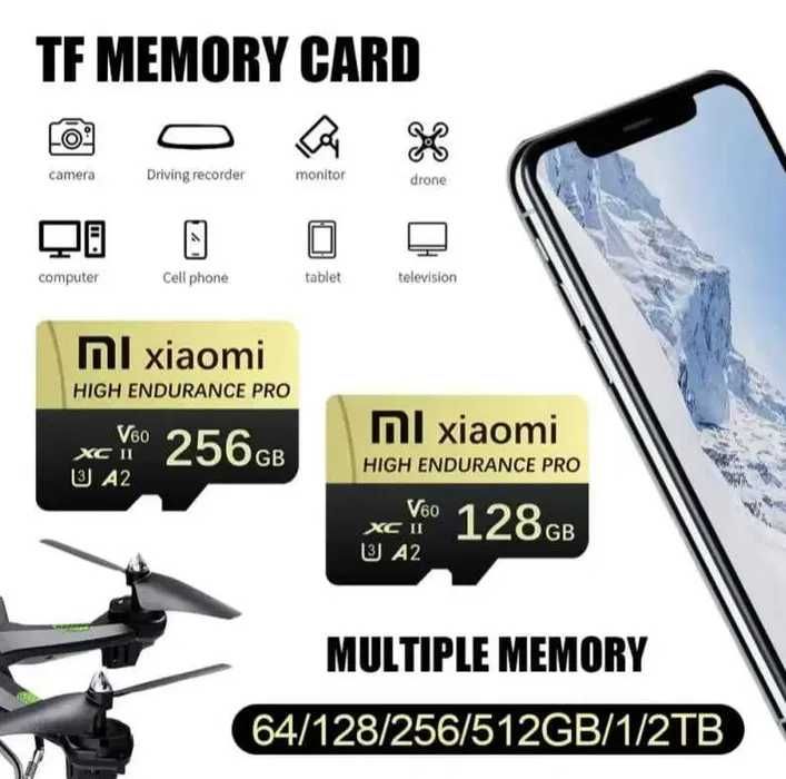 Fleshka,Chip,SD karta, Micro SD 64/128/256/512/1TB/2TB adapter ham bor
