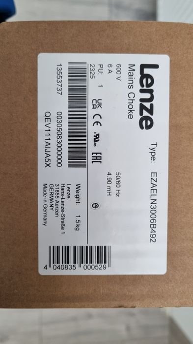 Transformator Lenze transformer 600v 6A 3 x 4.9mH 50/60hz
