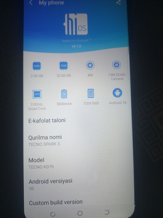 TECNO SPARK 5A 2023- yil