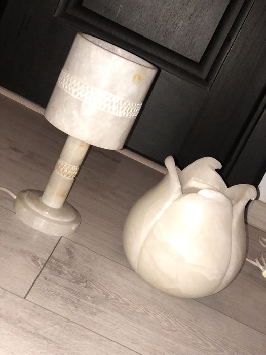 Mid Century  Superbe 2 Lampa de masa alabastru/ marmura