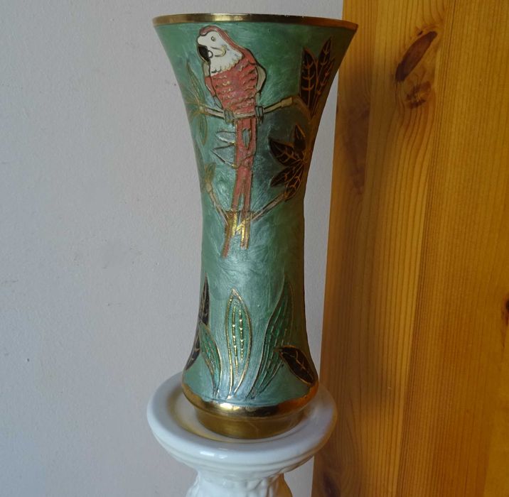 Винтидж комплект от ръчно рисувани масивни месингови съдове от Индия.