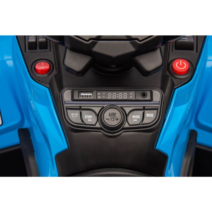 ATV electric 4x4 Can-Am Outlander, 2 copii, 24V, roti cauciuc EVA, albastru