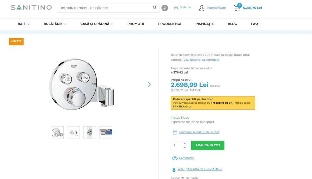 Grohe 29120000 Grohtherm Smartcontrol Termostatic pentru instalare încasată 2 prize, cromat