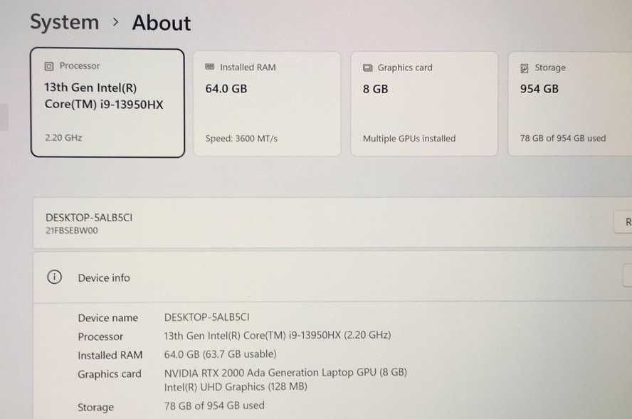 Lenovo ThinkPad P16 Gen 2 Eкан: 16’IPS 2,5К  165 Hz. 400nits 100%sRGB cpu: i9 13950HX gpu: NVIDIA RTX 2000 8GB, Ram 32 Gb/1 Tb SSD. ГАРАНЦИЯ III 2028г
