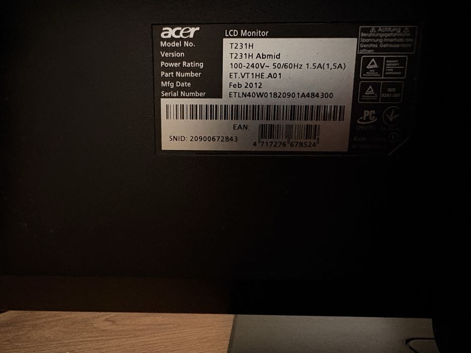 Acer T231H Touchscreen Monitor