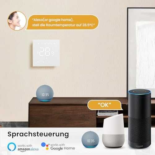 Termostat inteligent pentru centrala pe gaz Miucda WT410-BH-3A-B, WiFi, Tuya Smart Life, compatibil cu Alexa si Google Home, 3A