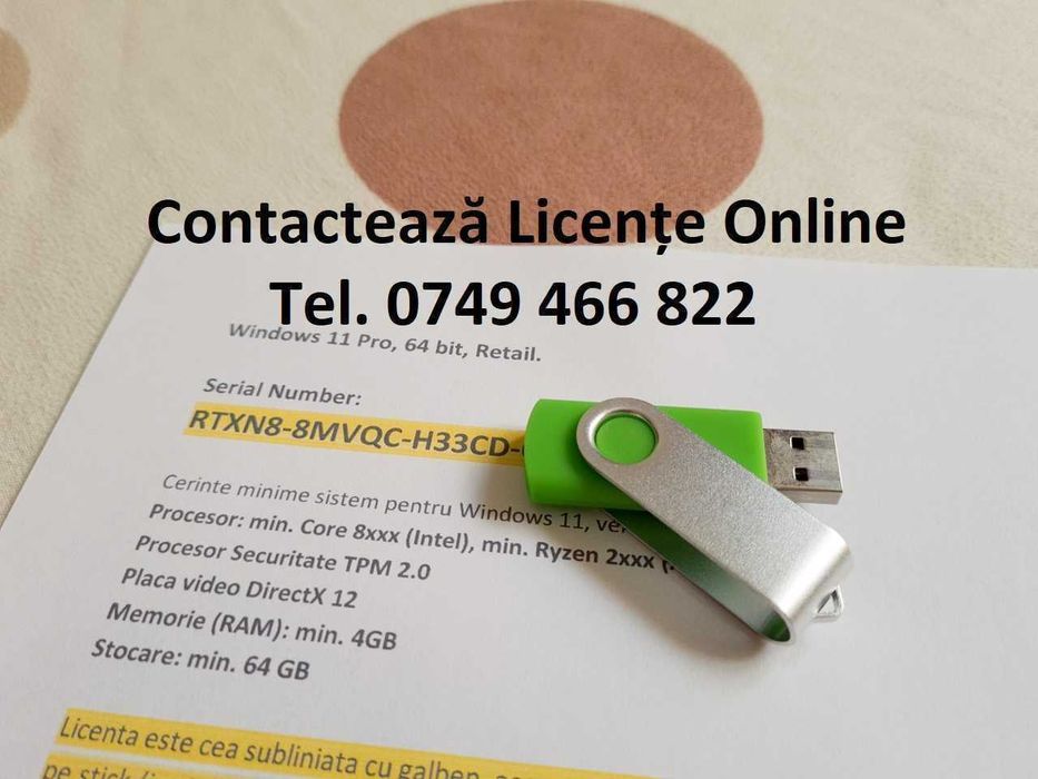 Licenta Windows 7, 8, 10 sau 11 Pro + Office cu Stick USB bootabil, pret real!
