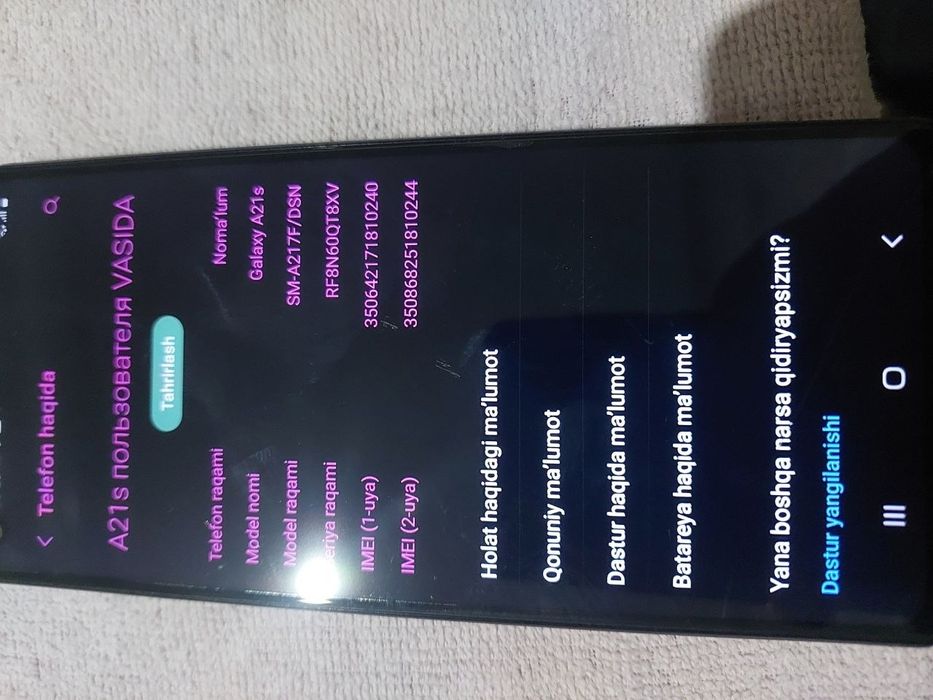 Samsung a 21 s holat yaxshi