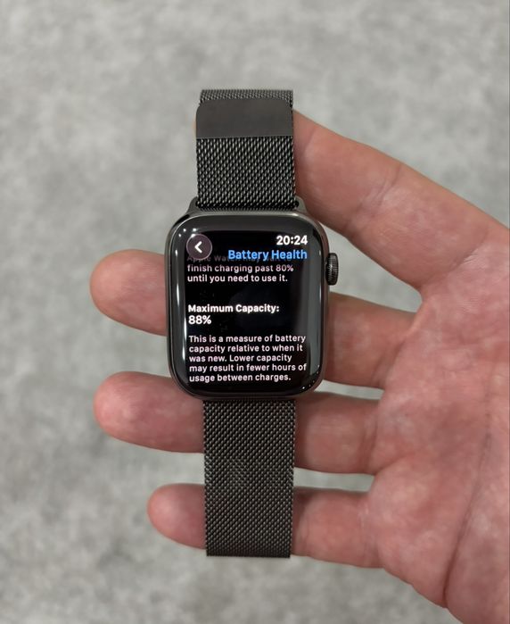 Apple Watch 8 45mm Graphite Stainless Steel Milanese  Loop